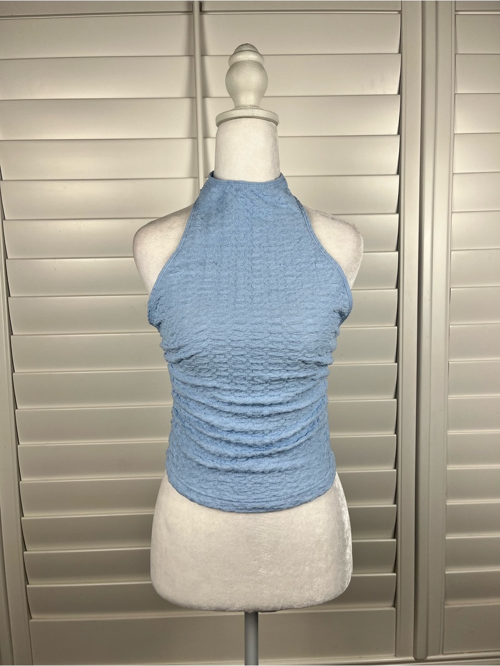 Fairycore Baby Blue Textured Halter Tank Top size Small
